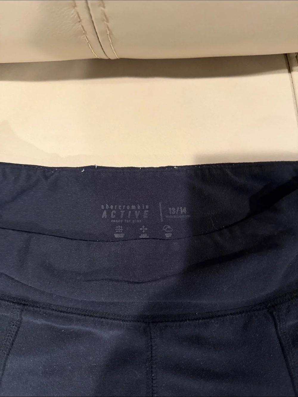 abercrombie kids navy blue athletic leggings w/side pocket